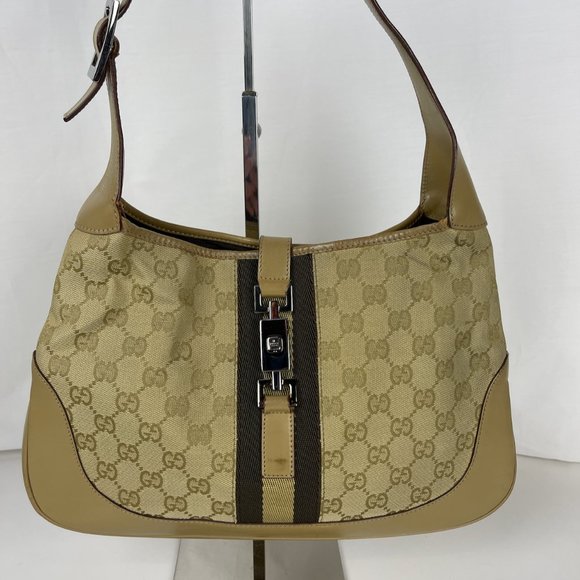 Gucci GG Leather and Canvas Shoulder Bag
